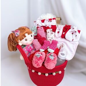 Strawberry Baby Gift Basket, Baby Shower Gift